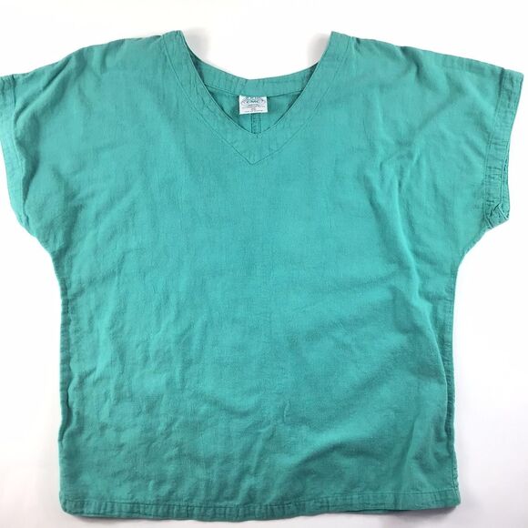 Tops - Vintage Womens 90s 80s scrub style hospital top M USA made green